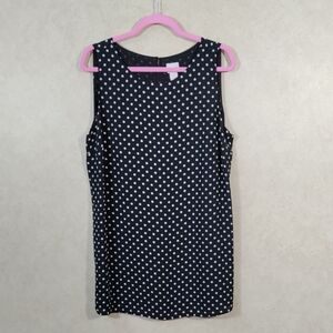 04137 Chico's black w/white polka dots sleeveless tunic blouse 2 L NWT